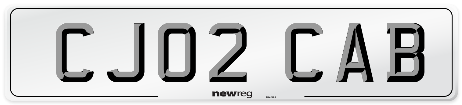 CJ02 CAB Number Plate from New Reg